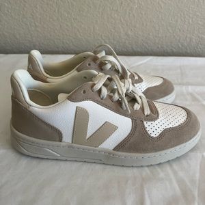 Veja V10 Suede Leather Sneakers Shoes White/ Brown